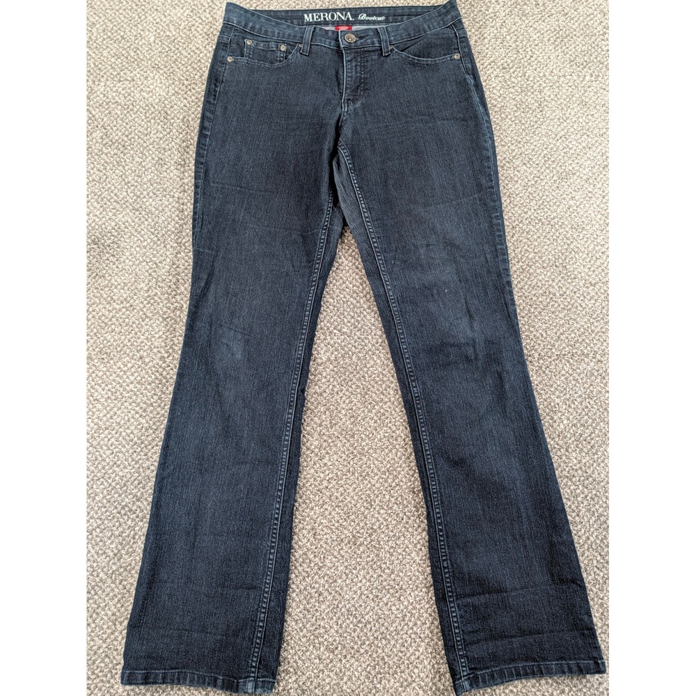 Merona Fit 4 Bootcut Jeans Womens 8L Dark Indigo Blue Stretch Denim Mid Rise